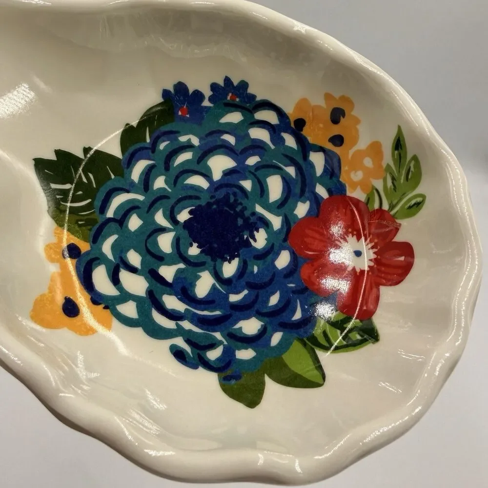 The Pioneer Woman Melamine Spoon Rest Dazzling Dahlias Floral Kitchen 8.5”